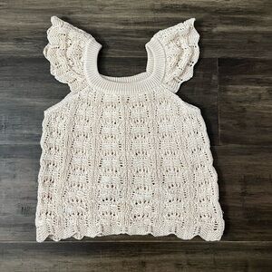 Haute Hippie kids style girls beige crochet summer tank top sz 12